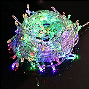 FOUR CLOVER LED Light 110V 6W 10m 32.8ft 100 LED Bulbs Fairy Light String Holiday LED Outdoor Lighting for Christmas Party Decoration Waterproof (100 LED / 32ft, Multi-Color)