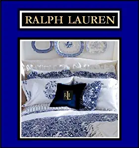 RALPH LAUREN PORCELAIN BLUE ((COMPLETE 4 PIECE SET)) TAMARIND KING SIZE COMFORTER, SHAMS & BED-SKIRT