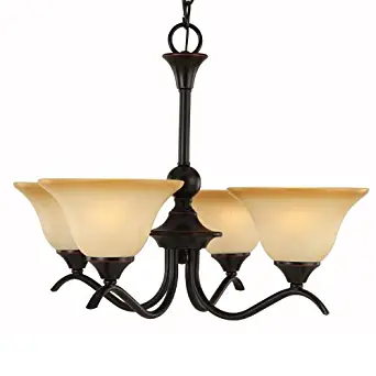 Hardware House Dover Series 4 Light Oil Rubbed Bronze 22 Inch by 16-3/4 Inch Chandelier Ceiling Lighting Fixture : 16-7710