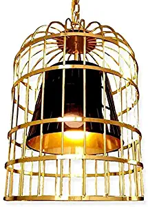 Liunce Creative Fashion Chandelier Hot Pot Restaurant Wrought Iron Bird Cage Hanging Lamp Creative Retro Small Dragon Lantern Lanterns Industrial Wind Gold Pendant Light E27 Edison