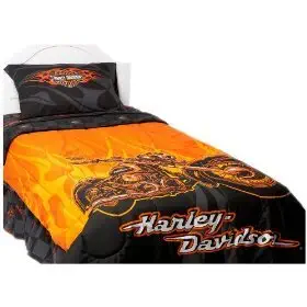 Harley Davidson Flames Comforter Twin Size