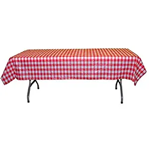 Exquisite 40 Inch. x 100 Ft. Gingham Plastic Tablecloth Roll, Checkerboard Design Disposable Table Cover Roll (Red Gingham)