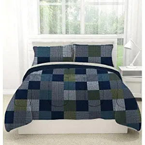 American Original Geo Blocks Bed in a Bag Bedding Comforter Set Size: Twin Xl (Blue)