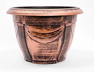 Neoclassical Decor Inspired (2 Pack) Plastic Planter 10X7" Flowerpot for Indoor, Outdoor, Garden, Patio, Office Ornaments, Home Decor, Long Lasting Reusable, Light Weight, Water Resistant (Copper-NC1)