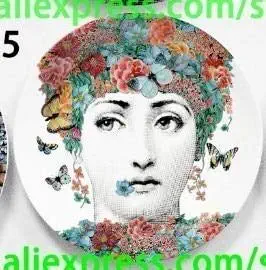 Roza - Piero Fornasetti Plates Beauty Illustration Hanging Decorative Craft Dishes Home/Hotel/bar Background Adornment Plate Size - 6 Inch-Style 64
