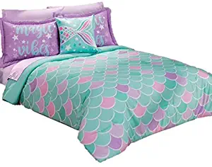 JORGE’S HOME FASHION INC Scales Mermaid and Stars Junior Girls Reversible Comforter Set 3 PCS Twin Size