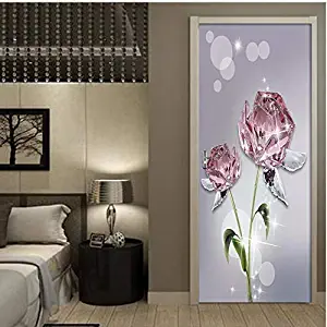 GFF swsongx 3D Door Wall Stickers Fantasy Christmas Plank Lantern Bedroom Door Decoration Stickers Creative DIY Self-Adhesive Wall Mural Wallpaper for Kids Room 77X200Cm77x200cm