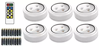 Brilliant Evolution Wireless LED Puck Light 6 Pack With Remote Control | LED Under Cabinet Lighting | Closet Light | Battery Powered Lights | Under Counter Lighting | Stick On Lights