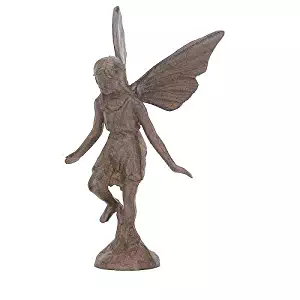 Cast Iron Playful Fairy Garden Statue Angel Pixie Fairy