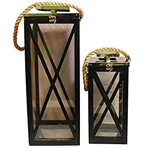 Essential Décor & Beyond EN18215 Wooden Lantern 2Piece