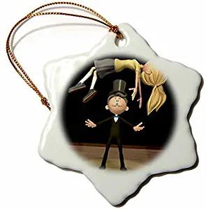 Ornaments to Paint Magician Levitating a Woman in The Air Snowflake Porcelain Ornament, 3-Inch