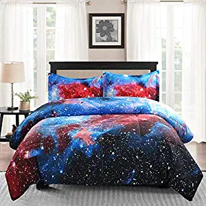 Juwenin bedding, Galaxy Down Alternative Comforter Set with Matching Pillow Covers All Season, Fluffy, Warm, Soft (Twin, Xk17002)