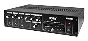 Home Audio Power Amplifier Mixer - 240W 5 Channel Sound Stereo Entertainment Receiver Box w/ FM Radio Antenna, USB, RCA, AUX, LED, 2 MIC IN - For Speaker, Studio Theater, PA System Use - Pyle PT510