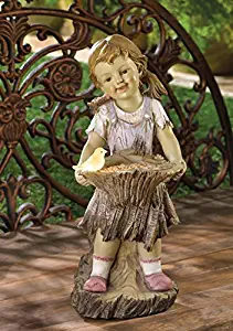Children Garden Girl Solar Statue Outdoor Concrete Sculptures Decor Disney Angel Ornament Resin Lawn Yard Patio Ornament