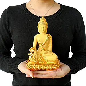 ANH19 Statue for Decoration - Budda Statues for Home Decor- Colored Claze Buddha Statue Fengshui God of Wealth Resin Crafts Opening Gifts Treasure Bowl Home Office Cornucopia Decoration