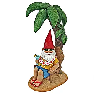 Garden Gnome Statue - Beach Comber Gnome Dude - Outdoor Garden Gnomes - Funny Lawn Gnome Statues