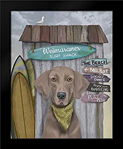 Weimaraner Surf Shack 15x18 Framed Art Print by Fab Funky