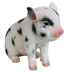 Hi-Line Gift Ltd Sitting Baby Pig with Black Spots, 6"