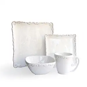 American Atelier Bianca Wave 16-Piece Dinnerware Set , White , 10.75x10.75" - 1567115-RB