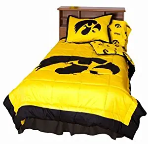 Iowa Hawkeyes (2) Piece Twin Reversible Comforter Set - Includes: (1) Twin Reversible Comforter and (1) Standard Pillow Sham - Save Big By Bundling!