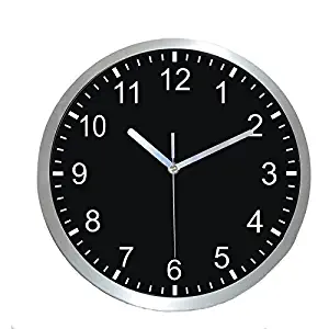 Harryup 12'' Large Wall Clock, Non-Ticking Silent Quartz Decorative Clocks, Modern Style Good for Home Kitchen Living Room Bedroom Office - Stainless Steel Metal Frame - Black