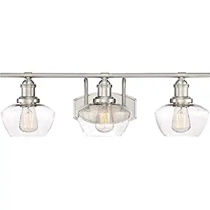 Quoizel STW8603BN Stillwater Vintage Vanity Wall Lighting, 3-Light, 300 Watts, Brushed Nickel (8"H x 26"W)