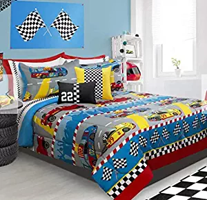 Race Cars Boys Twin Comforter & Sham (2 Piece Bedding Set) + Homemade Wax Melts