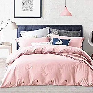 NANKO King Duvet Cover Set Pink, 104x90 Soft Solid Bedding Cover, Luxury Lightweight Microfiber 3 Peices Set with Zip, Ties - Best Modern Style Comforter Quilt Cover for Men and Women, Pink