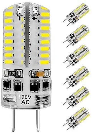 KINDEEP G8 LED Bulb Dimmable, 3W (20W-30W Halogen Replacement), Daylight White 6000K, AC 110-130V, 6-Pack for Under Cabinet Light