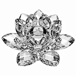 Amlong Crystal 3 inch Clear Crystal Lotus Flower with Gift Box