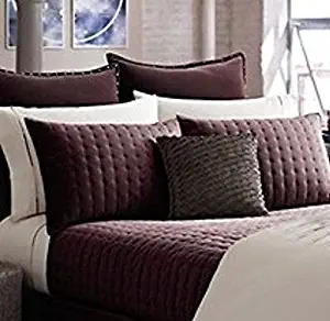 Kenneth Cole Landscape Burgundy King Coverlet/Quilt Set, Soft Cotton Velvet