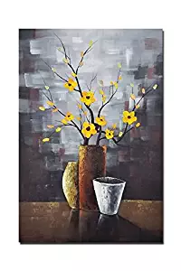 Wieco Art Silent Beauty Modern Abstract Flower Oil Paintings on Canvas Wall Art for Bedroom Living Room Wall Decorations Home Decor 100% Hand Painted Stretched and framed Contemporary Floral Artwork