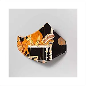 Greek, South Italian, Apulian, Gnathian Culture - 16x16 Art Print by Museum Prints - Three Fragments of a Terracotta Calyx-Krater (Mixing Bowl)