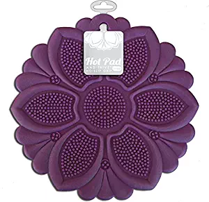 Talisman Designs No-Slip Grip Hot Pad, Purple, Pot Holder, Spoon Rest, Jar Opener and Trivet, BPA-free Silicone