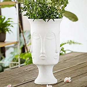 Face Planter - Nordic Abstract Ceramic Vase Face Art Matte Glazed Decorative Head Shape Vase White Ceramic