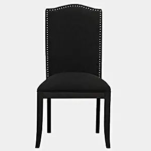 Fabric Accent Chair with Wood Frame - Accent Dining Chair with Nailhead Trim - Black