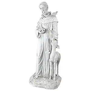 Design Toscano KY1336 Francis of Assisi, Patron Saint of Animals Religious Garden Decor Statue, 37 Inch, Antique Stone