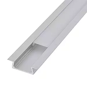 LEDwholesalers Aluminum Channel System with Cover, End Caps, and Mounting Clips, for LED Strip Installations, Flush Mount, Pack of 5x 1m Segments, 1908-FM