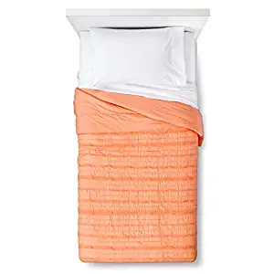 Pillowfort Cotton Pleated Quilt, Orange, Size: Full/Queen