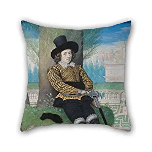 16 X 16 Inches / 40 by 40 cm Oil Painting Isaac Oliver - Young Man Seated Under A Tree Pillow Cases Both Sides Ornament and Gift to Kids Boys Bedding Adults Shop Boys Deck Chair