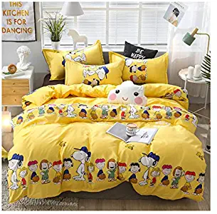 KFZ Bed Set Bedding Set Duvet Cover (No Comforter) Bed Flat Sheet Pillow Covers Twin Full Queen King Sheets Set ZL1906 Pineapple Dinosaur Family Design for Kids (Happy Family, Yellow, Twin 60"x80")