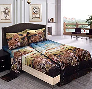 Maii Homelinens Comfy 3D Print Jungle Leopard Goose Down Alternative Comforter Microfiber Wrinkle,Fade Resistant Egyptian Cotton Quality Ultra Soft All year Round Bedding Queen