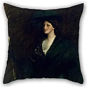 PLATIM Oil Painting William Merritt Chase - The Emerald Lady Pillowcase 20 X 20 Inches / 50 by 50 cm for Gf Living Room Boys Floor Home Theater Bedding with Both Sides