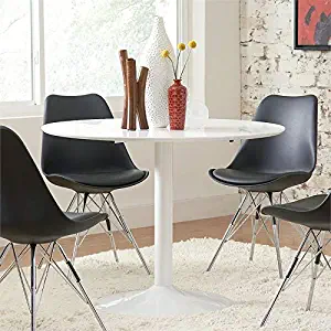 BOWERY HILL Modern 40" Round Dining Table Tulip Pedestal in White