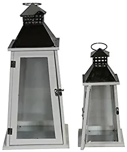 Essential Décor & Beyond EN111577 Wooden Lantern 2 Piece