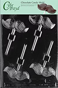 Cybrtrayd Life of the Party D025 Mustache Lolly Chocolate Candy Mold in Sealed Protective Poly Bag Imprinted with Copyrighted Cybrtrayd Molding Instructions