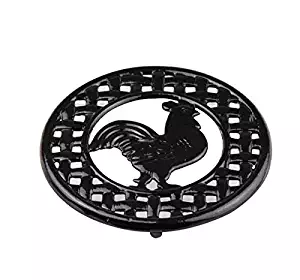 Home Basics TR44177 Cast Iron Rooster (Black) Trivet, 8" x 8" x .62",