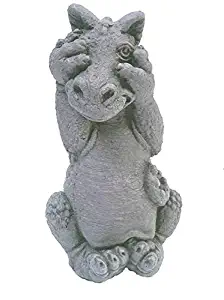 Little Darling Dragon Baby 'Peek-A Boo' - Solid Cast Stone Garden Statue - a Great Home or Garden Idea - Durable, Lifelike Sculpture - Fun Exterior and Interior Art
