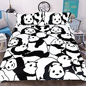 Sleepwish Panda Bedding Teen Bedspreads 3 Piece Cute Bed Sets for Boys Girls Black and White Duvet Cover Set Full