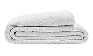 Elite Home 100% GOTS Certified Organic Cotton Super-Soft Bed/Throw Blanket, White, Full/Queen